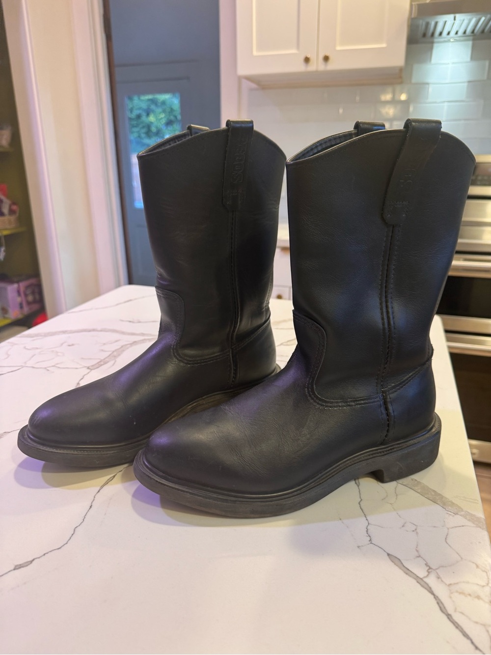 Red Wing Pecos Black Leather Pull-On Western Work Boots